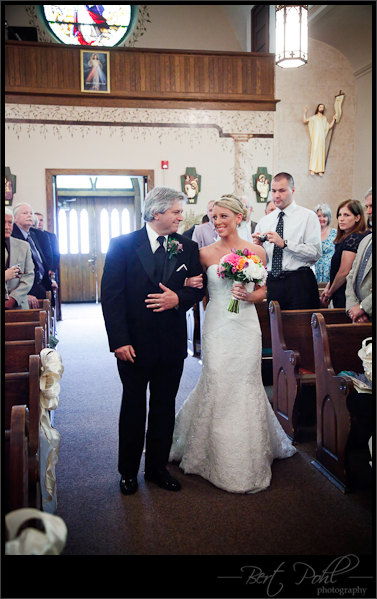Christianne & Matt-waling down isle wedding photograph. Watertown, NY