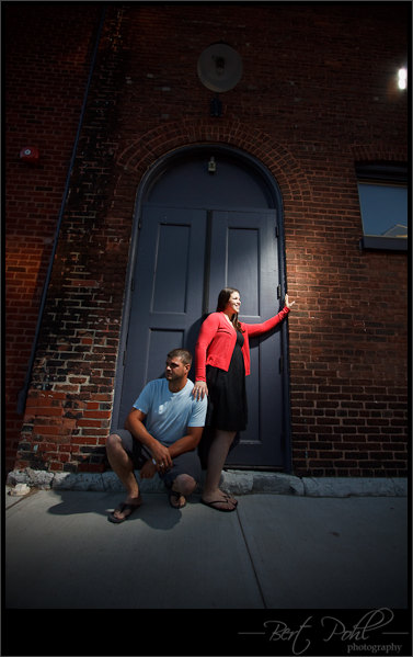 Brittney and Eric engagement photo at the clayton opera house, clayton ny